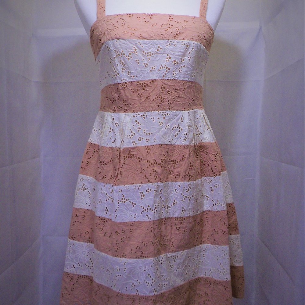 Loft Fit-N-Flair Eyelet Strappy Dress w/slip